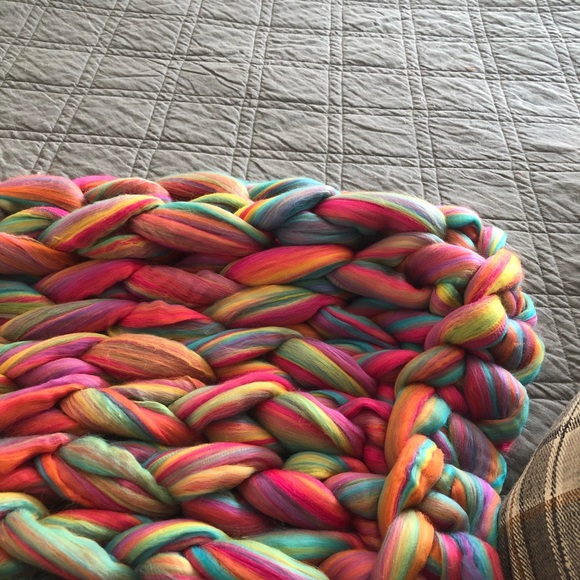 Chunky Knit Blanket Throw Rainbow Unicorn 36x60